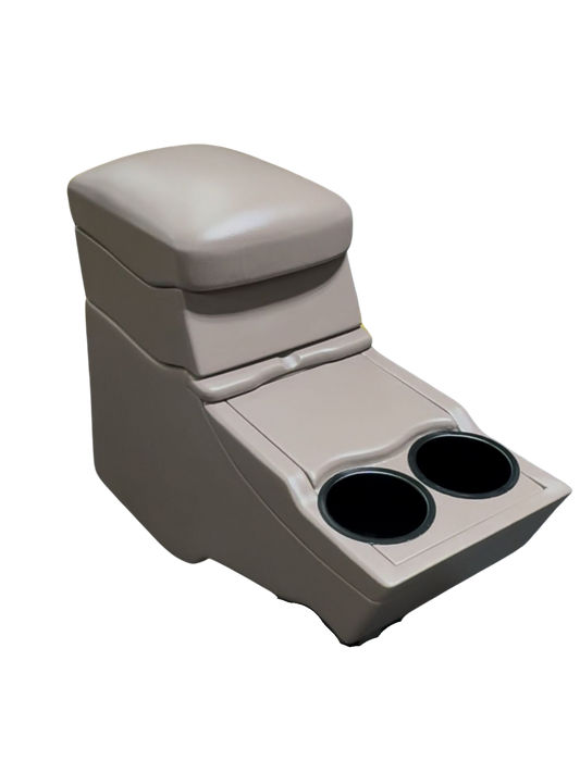 Custom Toyota Land Cruiser FJ80 Center Console – Padded Armrest & Dual Cup Holders (Gray, Beige, Taupe Options)