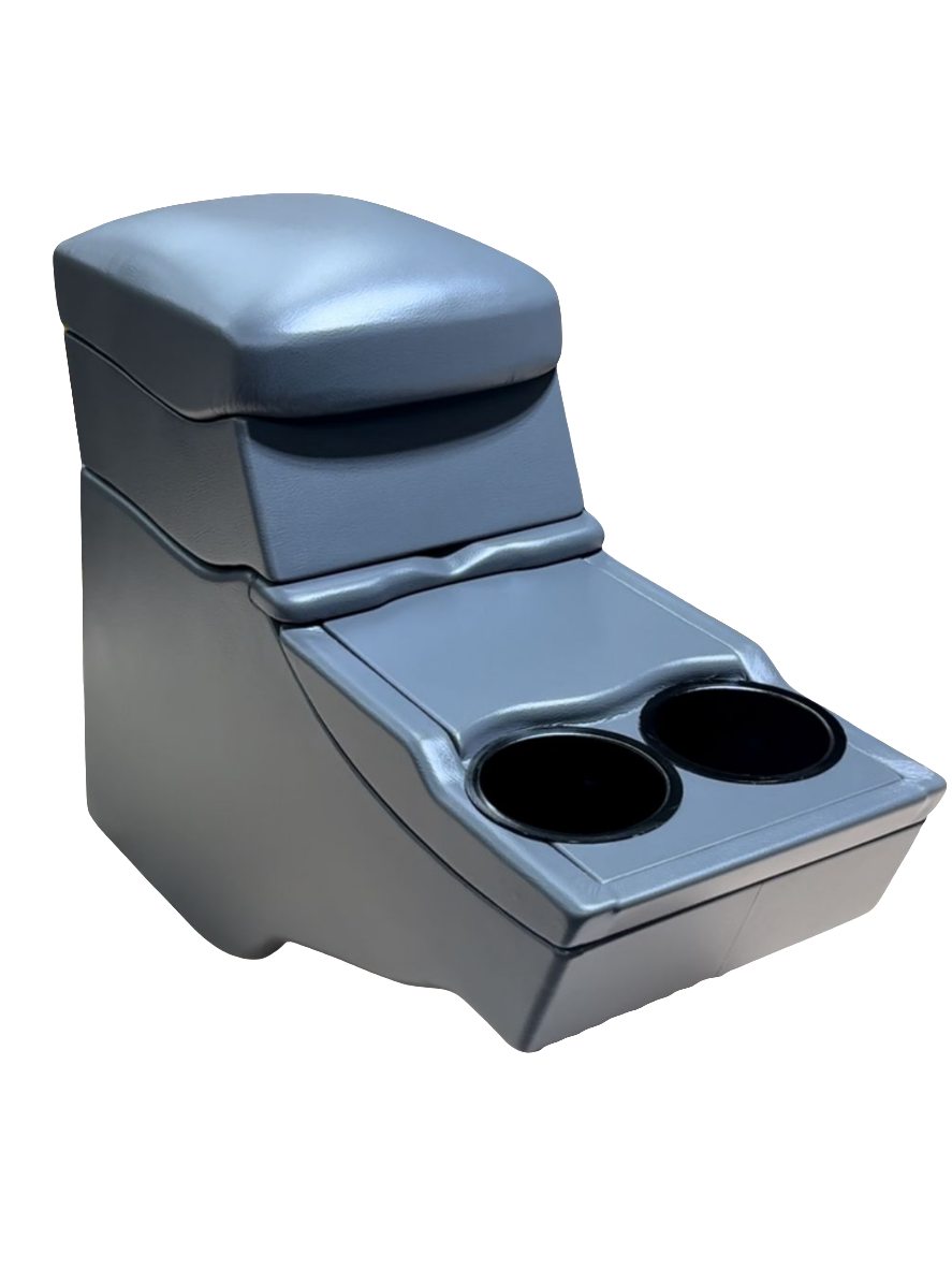Custom Toyota Land Cruiser FJ80 Center Console – Padded Armrest & Dual Cup Holders (Gray, Beige, Taupe Options)